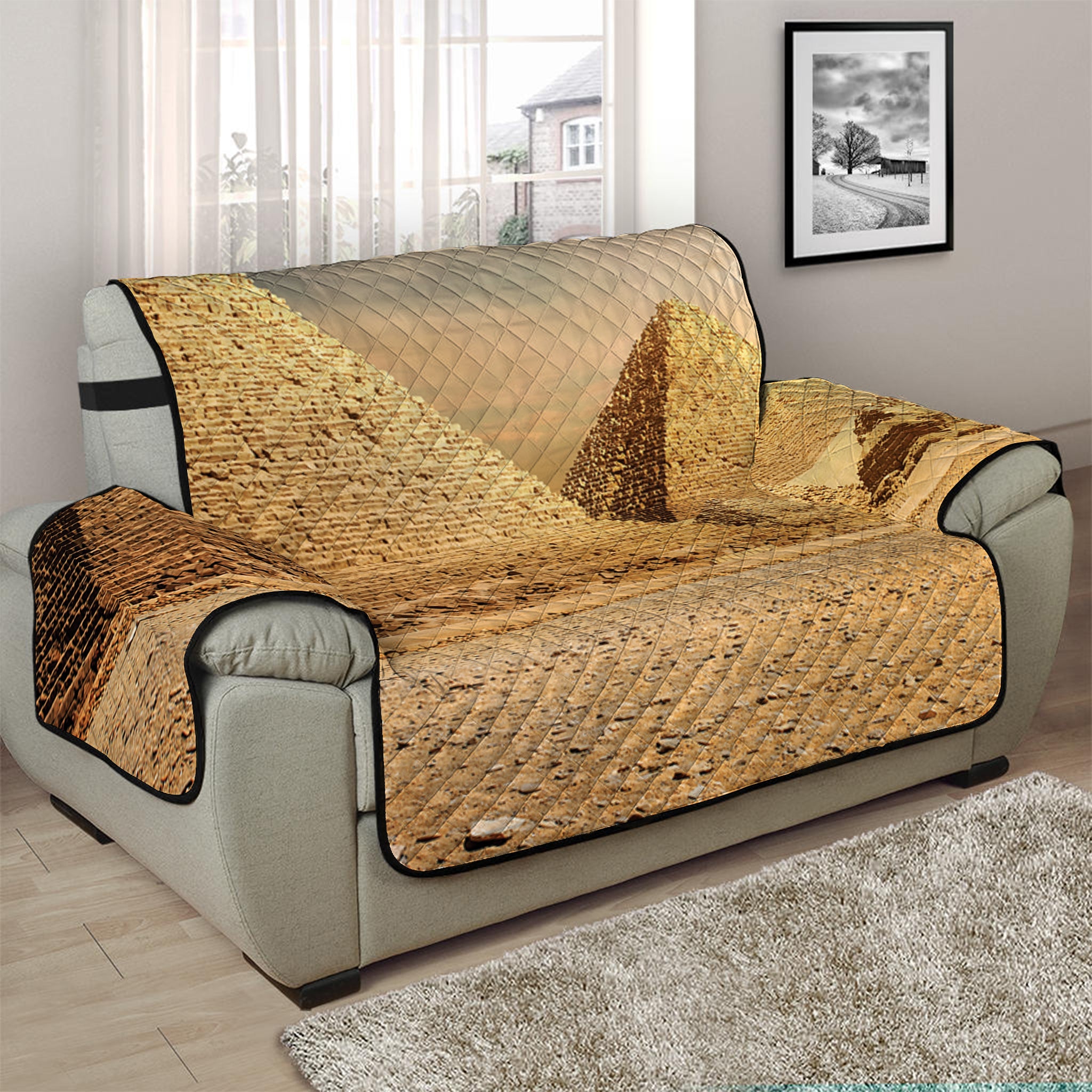 Pyramid Sunset Print Half Sofa Protector