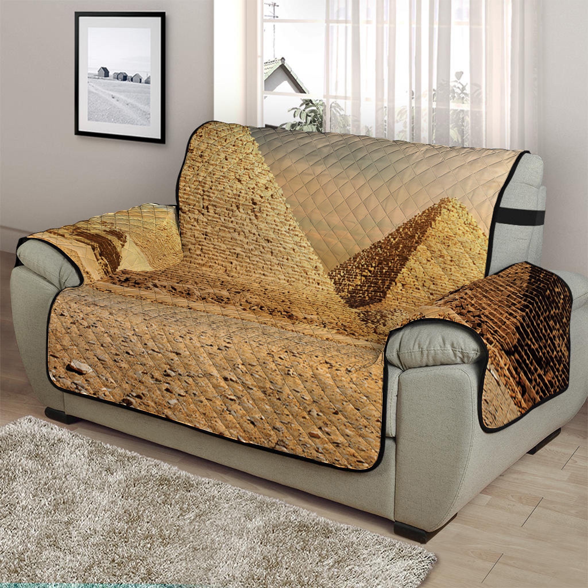 Pyramid Sunset Print Half Sofa Protector