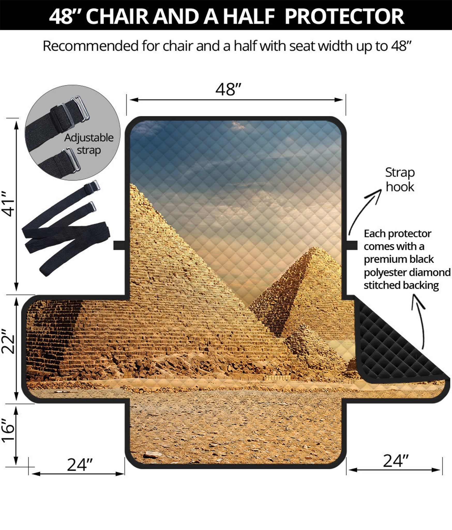 Pyramid Sunset Print Half Sofa Protector