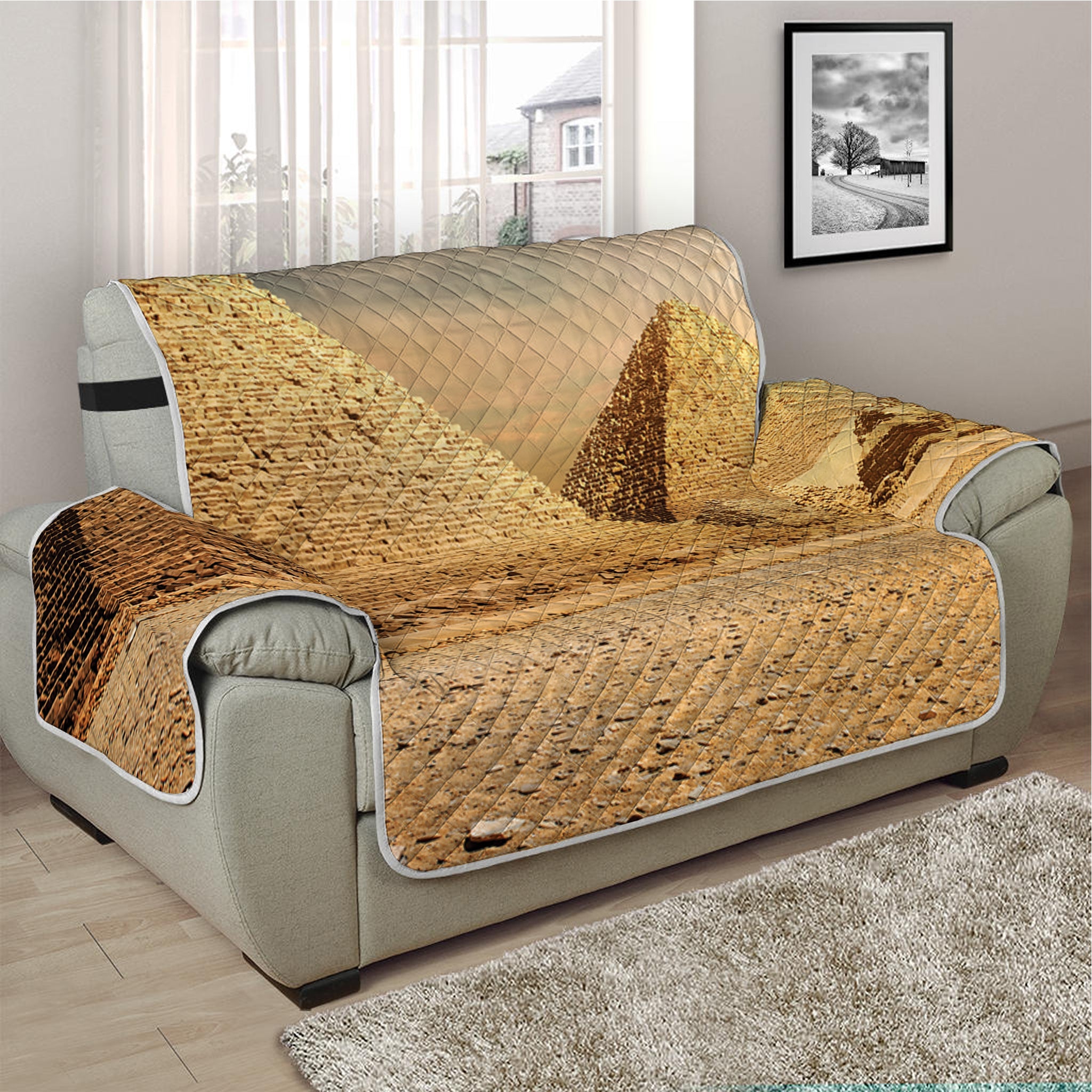 Pyramid Sunset Print Half Sofa Protector