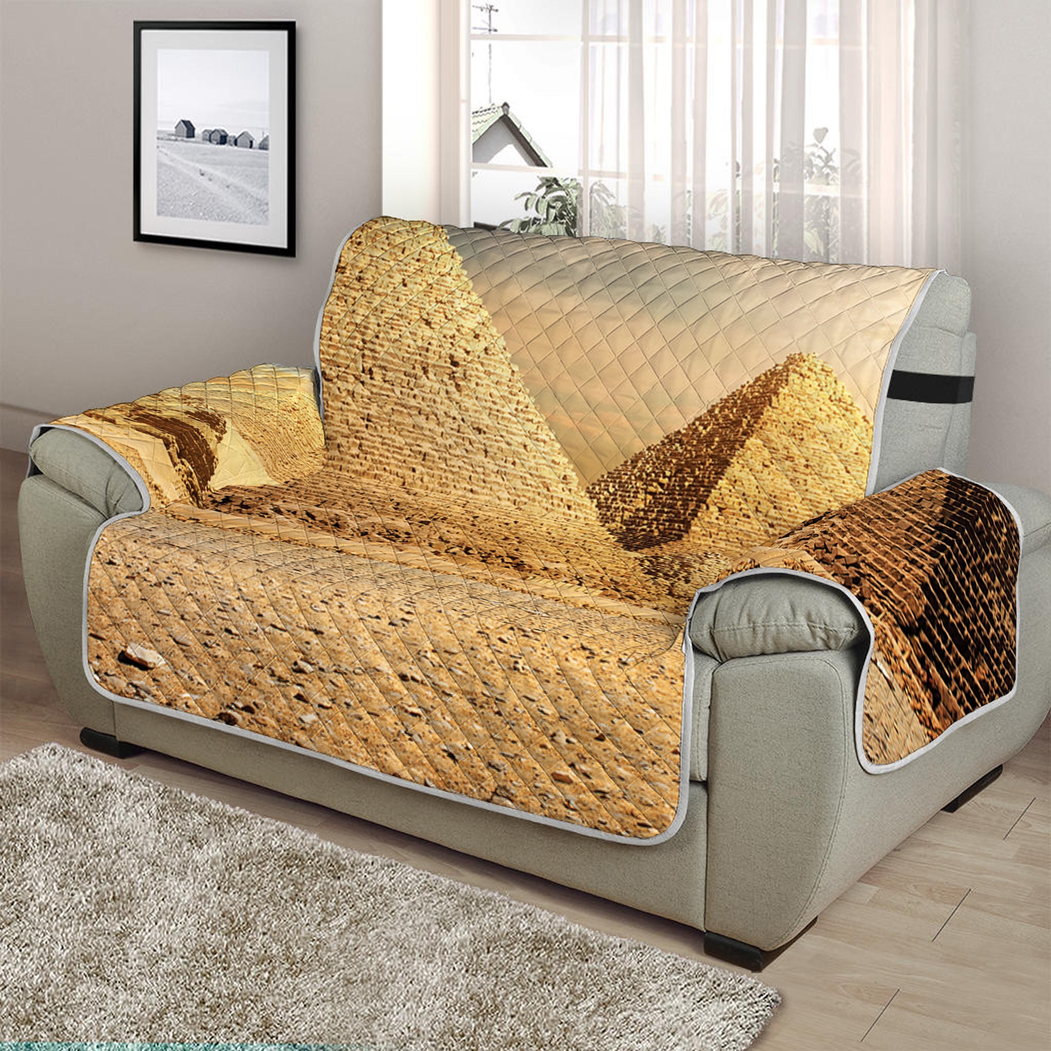 Pyramid Sunset Print Half Sofa Protector