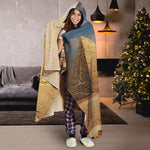 Pyramid Sunset Print Hooded Blanket