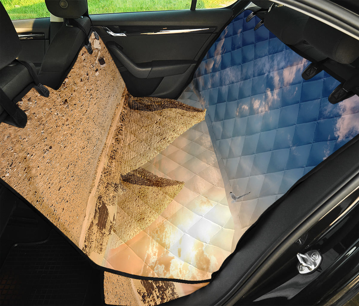 Pyramid Sunset Print Pet Car Back Seat Cover