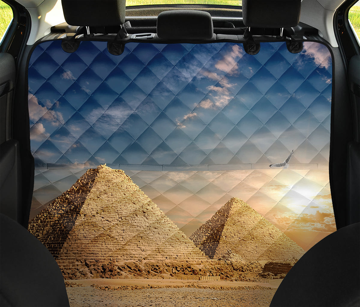 Pyramid Sunset Print Pet Car Back Seat Cover
