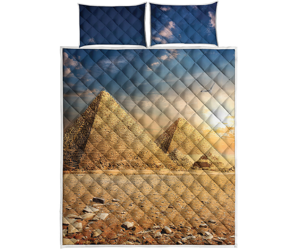 Pyramid Sunset Print Quilt Bed Set