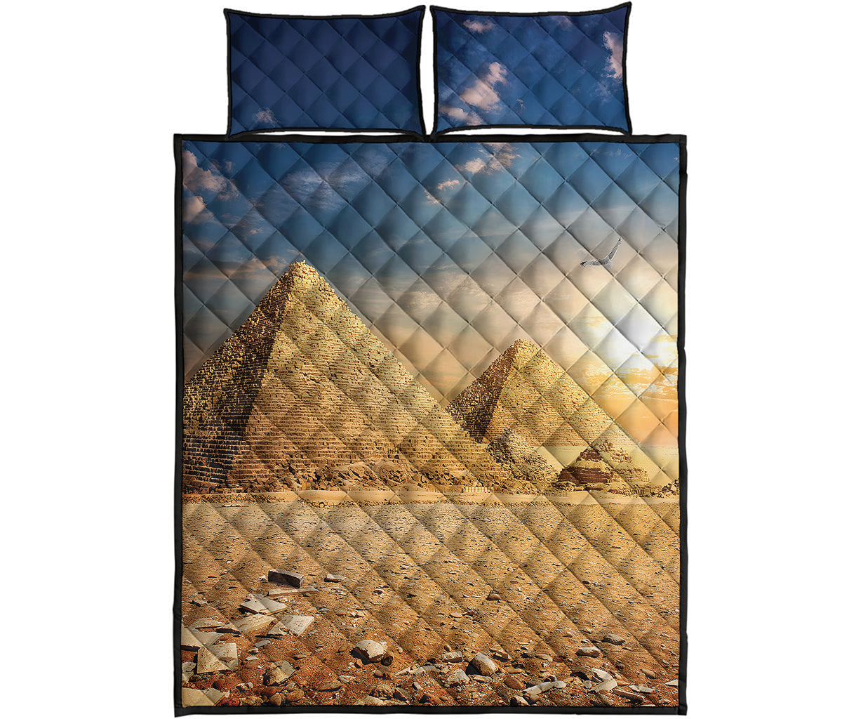 Pyramid Sunset Print Quilt Bed Set