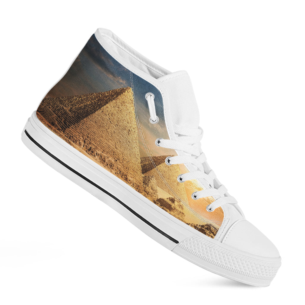 Pyramid Sunset Print White High Top Shoes