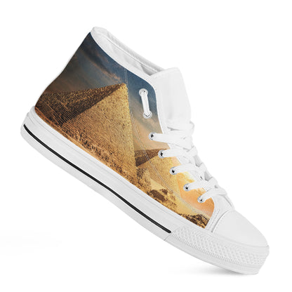Pyramid Sunset Print White High Top Shoes