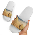 Pyramid Sunset Print White Slide Sandals