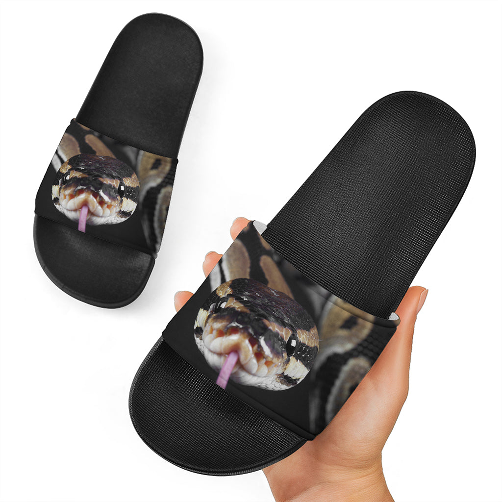 Python Snake Print Black Slide Sandals