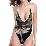 Python Snake Print High Cut One Piece Swimsuit