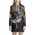 Python Snake Print Pullover Hoodie Dress