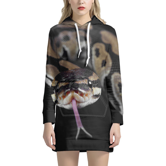 Python Snake Print Pullover Hoodie Dress