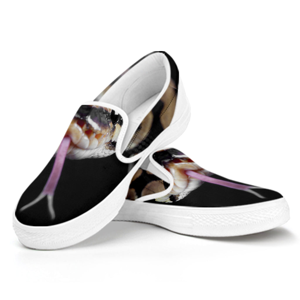 Python Snake Print White Slip On Shoes