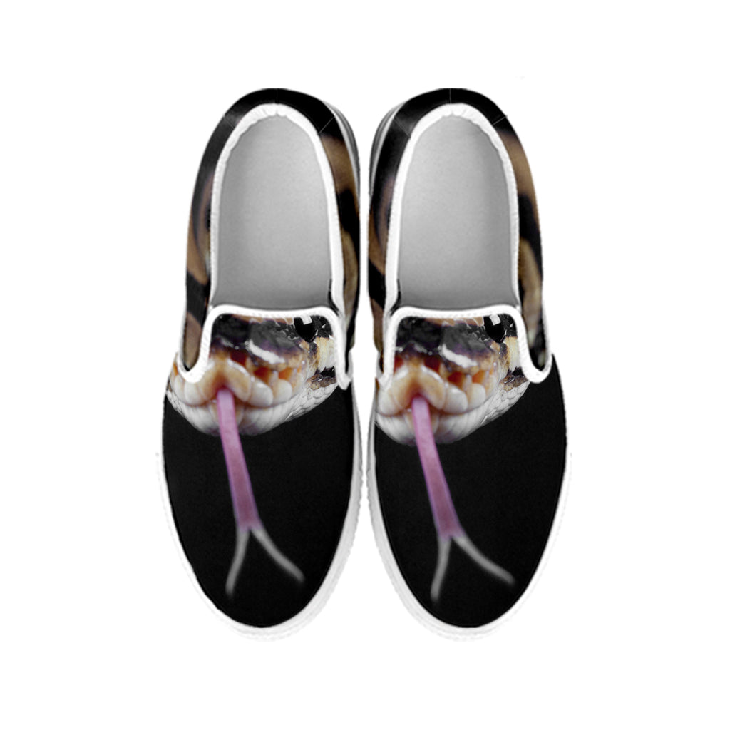 Python Snake Print White Slip On Shoes