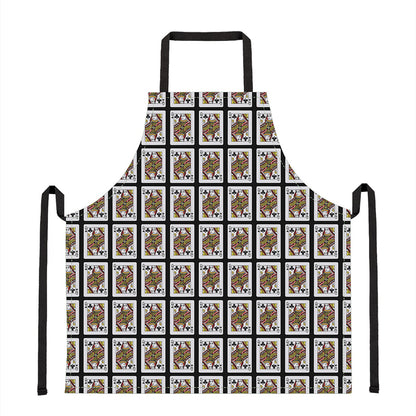 Queen Of Clubs Playing Card Pattern Print Apron