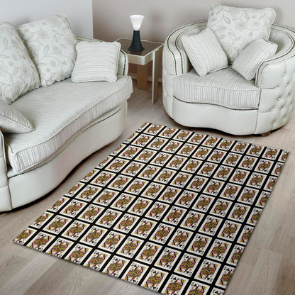 Queen Of Clubs Playing Card Pattern Print Area Rug