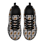 Queen Of Clubs Playing Card Pattern Print Black Sneakers