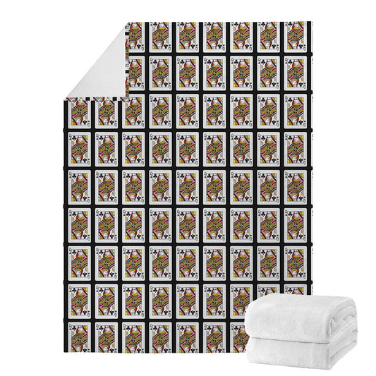 Queen Of Clubs Playing Card Pattern Print Blanket