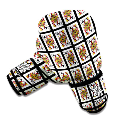 Queen Of Clubs Playing Card Pattern Print Boxing Gloves