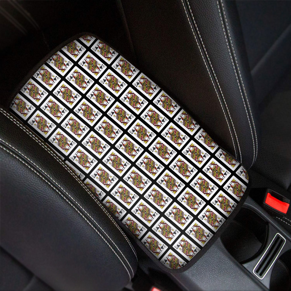 Queen Of Clubs Playing Card Pattern Print Car Center Console Cover