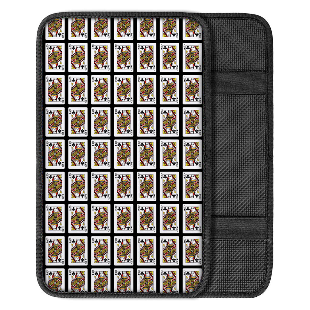 Queen Of Clubs Playing Card Pattern Print Car Center Console Cover