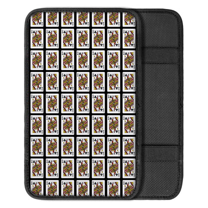 Queen Of Clubs Playing Card Pattern Print Car Center Console Cover