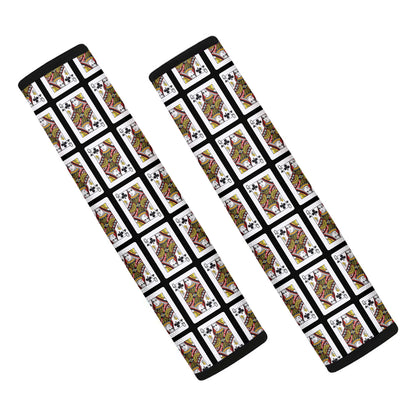 Queen Of Clubs Playing Card Pattern Print Car Seat Belt Covers