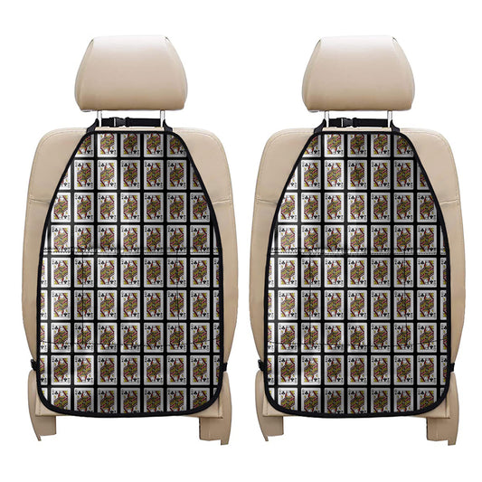 Queen Of Clubs Playing Card Pattern Print Car Seat Organizers