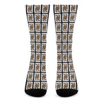 Queen Of Clubs Playing Card Pattern Print Crew Socks