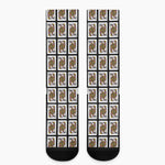 Queen Of Clubs Playing Card Pattern Print Crew Socks