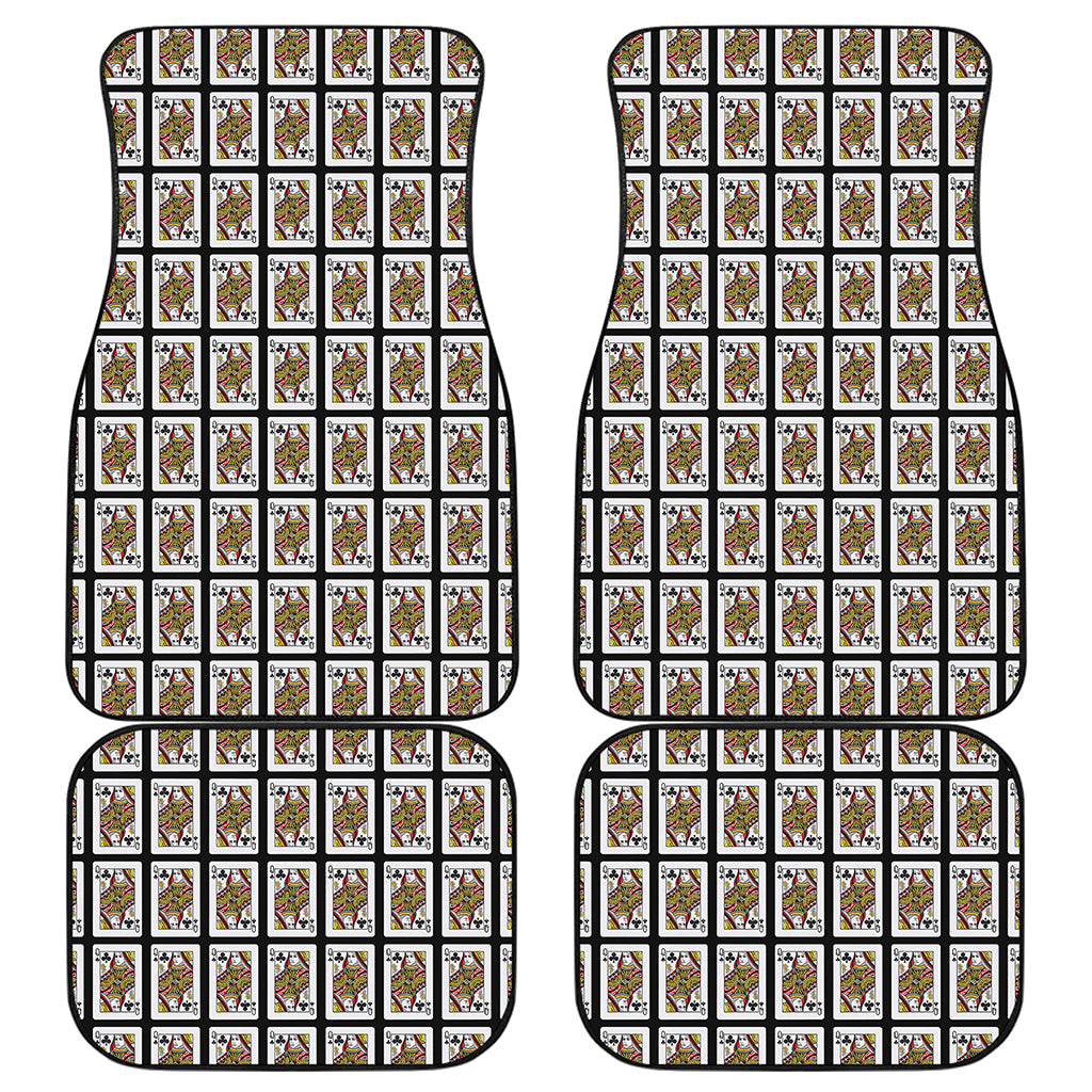 Queen Of Clubs Playing Card Pattern Print Front and Back Car Floor Mats