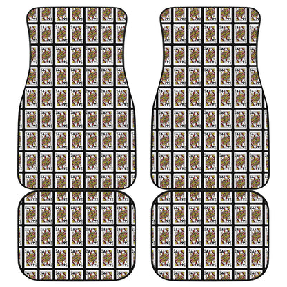 Queen Of Clubs Playing Card Pattern Print Front and Back Car Floor Mats
