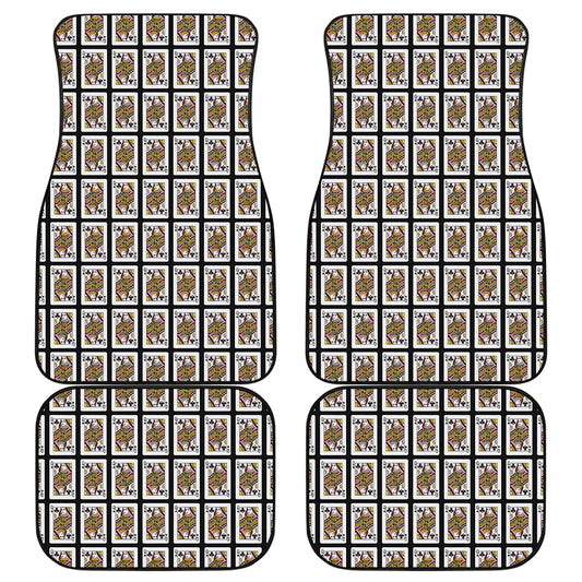 Queen Of Clubs Playing Card Pattern Print Front and Back Car Floor Mats