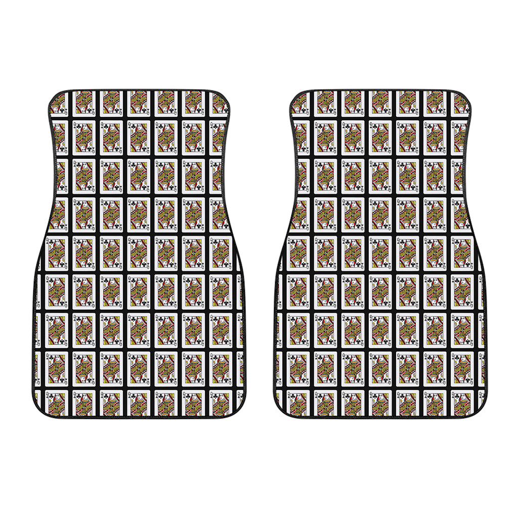Queen Of Clubs Playing Card Pattern Print Front Car Floor Mats