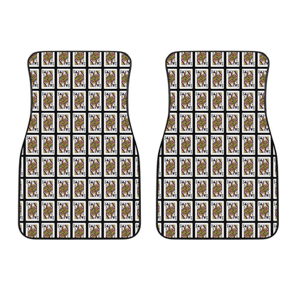 Queen Of Clubs Playing Card Pattern Print Front Car Floor Mats