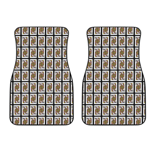Queen Of Clubs Playing Card Pattern Print Front Car Floor Mats