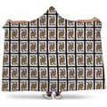 Queen Of Clubs Pattern Print Hooded Blanket