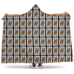 Queen Of Clubs Playing Card Pattern Print Hooded Blanket