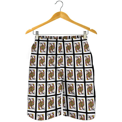 Queen Of Clubs Playing Card Pattern Print Men's Shorts