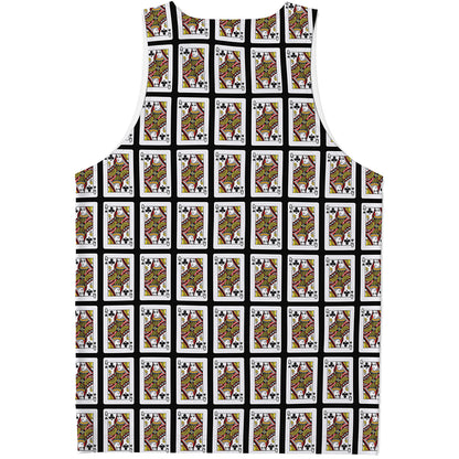 Queen Of Clubs Playing Card Pattern Print Men's Tank Top