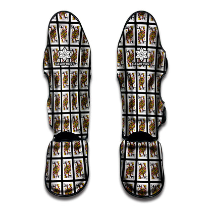 Queen Of Clubs Playing Card Pattern Print Muay Thai Shin Guard