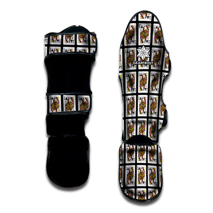 Queen Of Clubs Playing Card Pattern Print Muay Thai Shin Guard