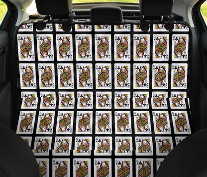 Queen Of Clubs Playing Card Pattern Print Pet Car Back Seat Cover