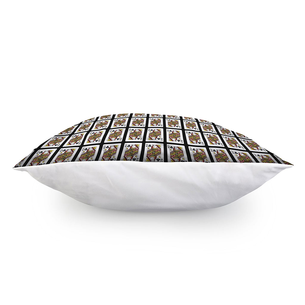Queen Of Clubs Playing Card Pattern Print Pillow Cover