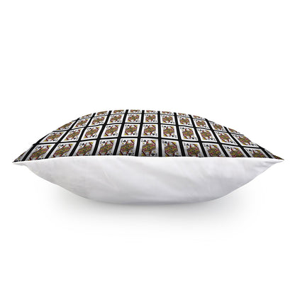 Queen Of Clubs Playing Card Pattern Print Pillow Cover