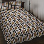 Queen Of Clubs Playing Card Pattern Print Quilt Bed Set