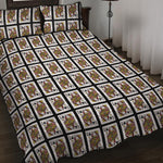 Queen Of Clubs Playing Card Pattern Print Quilt Bed Set