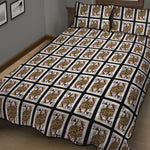 Queen Of Clubs Playing Card Pattern Print Quilt Bed Set