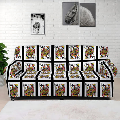 Queen Of Clubs Playing Card Pattern Print Sofa Cover